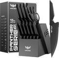 Kitchen Knife Set with Block: 15-Piece High Carbon Stainless Steel Professional by Haugo