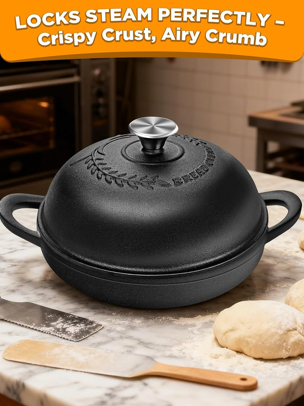 Dutch Oven Bread Baking Pot with Lid 6QT Enameled Cast Iron Oven