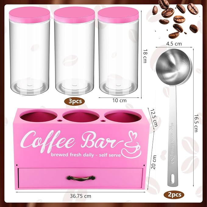 3 Pcs Coffee Bar Containers Set Include Coffee Sugar Container - Image 2