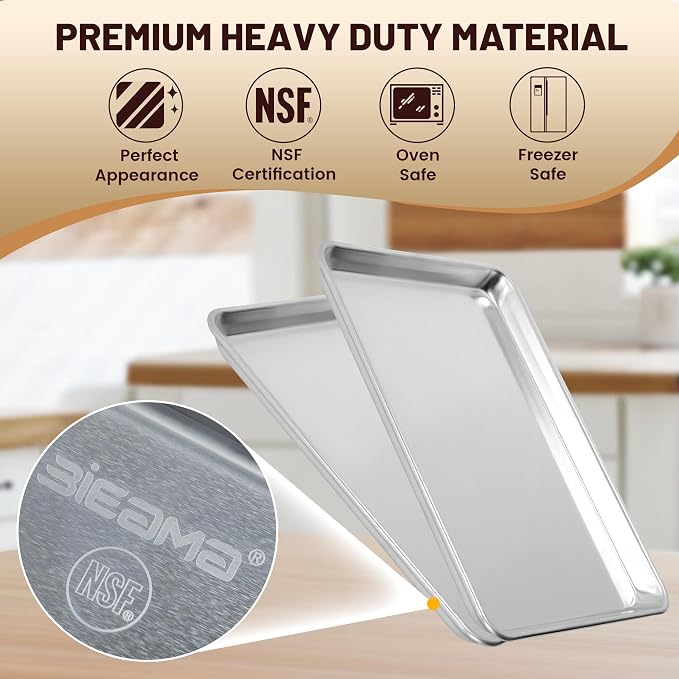 BIEAMA 6 Pack 15" × 21" Baking Sheet Pan Aluminum Commercial cookie sheets - Image 3