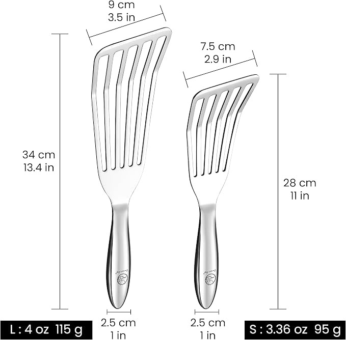 Stainless Steel Fish Spatula Set – 1 Large Fish Turner + 1 Small Metal Spatula - Image 9