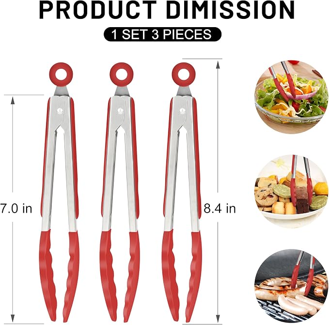 Hotec Mini Silicone Kitchen Tongs - Image 3