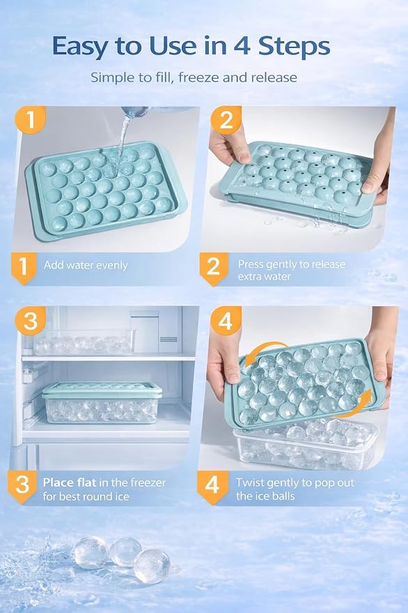WIBIMEN Ice Cube Tray with Lid and Bin - Image 8