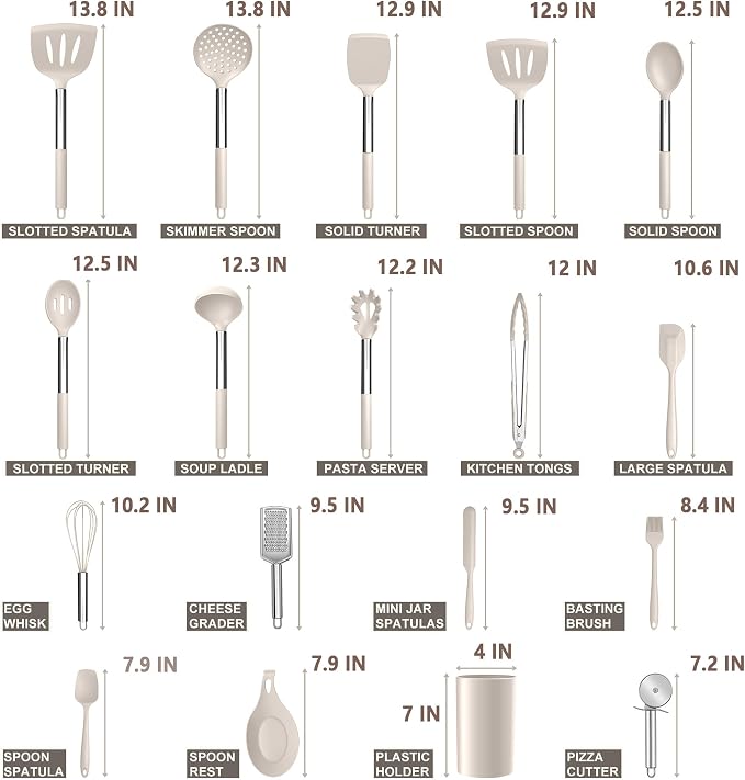 E-far Silicone Cooking Utensils Set, Heat Resistant Kitchen Spatulas Turner - Image 2