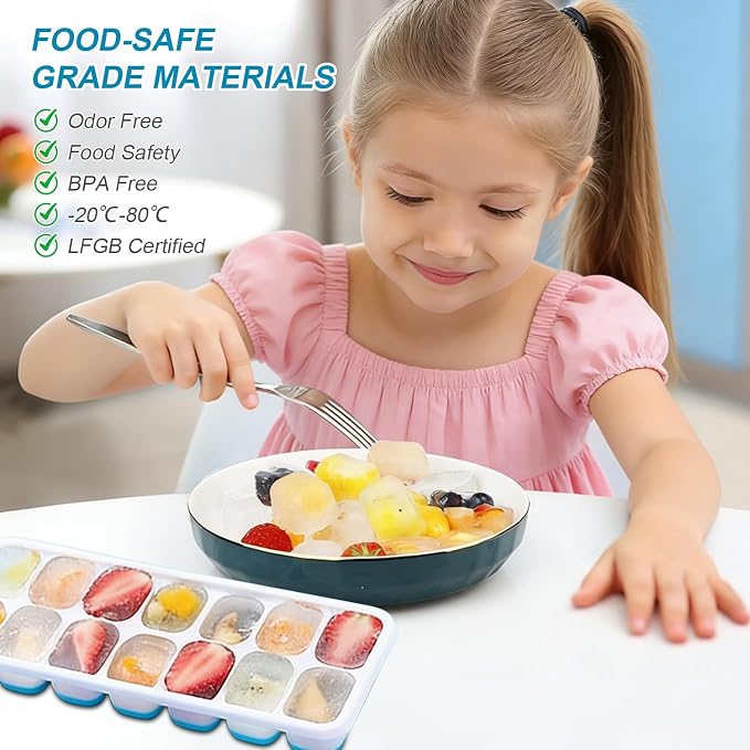 Ice Cube Tray with Lid, Easy-Release, Ice Cube Tray, Spill-Resistant, - Image 7