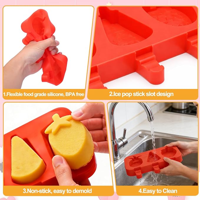 Juome Cake Pop Mold Kit, 6 Cavities Fruit Shape Cakesicle Molds Silicone - Image 6