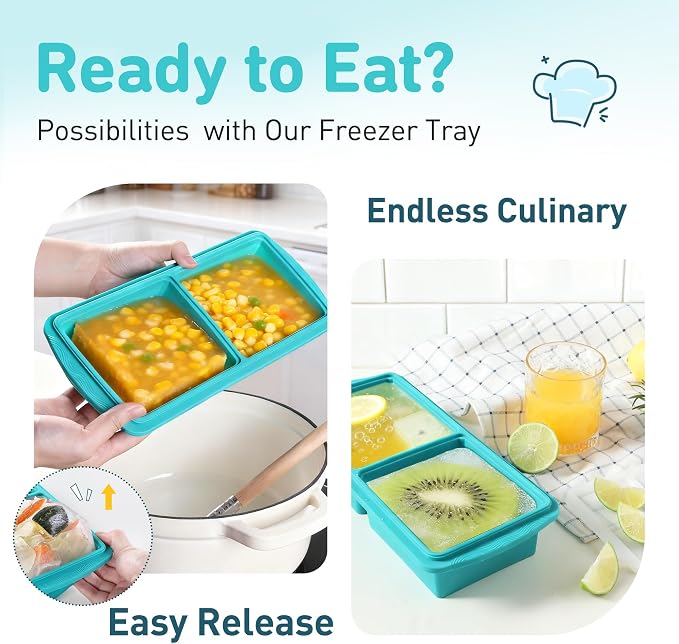 Silicone Freezer Tray with Lid Soup Freezer Container Molds with Steel - Image 5
