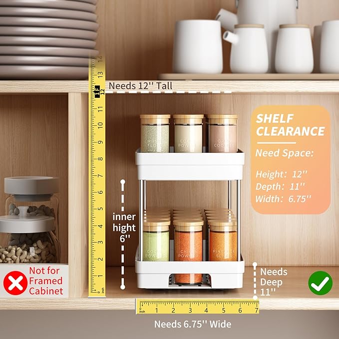 Pull Out Spice Rack Organizer for Cabinet, 2 Pack Widen Slide Out Spice Racks - Image 3