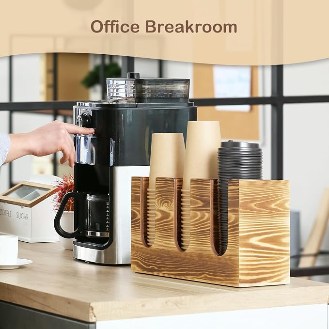 Wooden Coffee Cup and Lid Organizer - Image 5