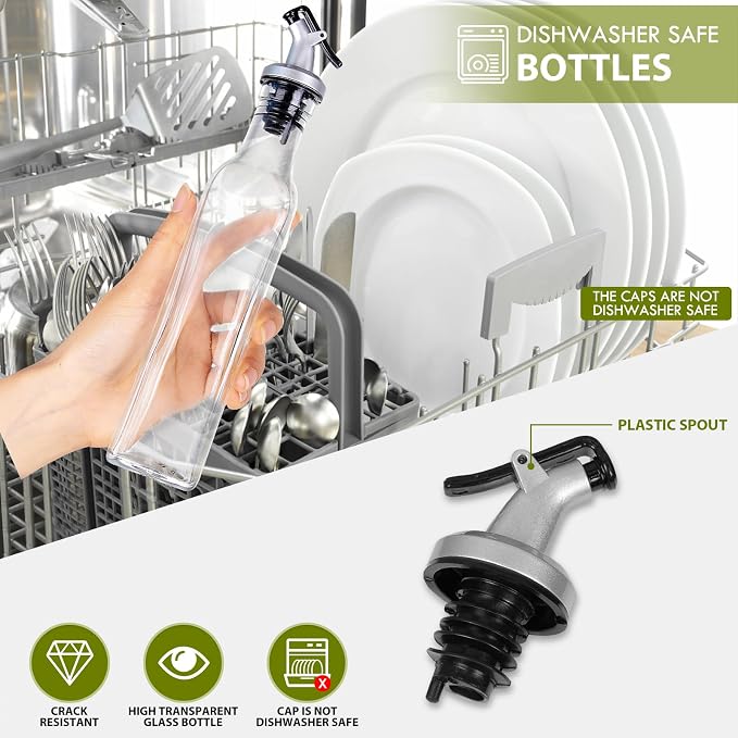 YEBODA 8oz Clear Glass Olive Oil Dispenser Bottles, and Vinegar Cruet Bottle - Image 7