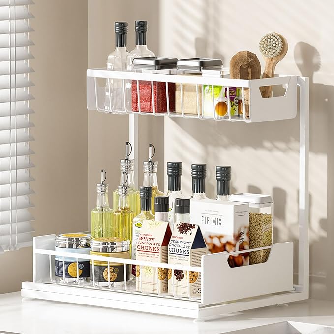 Ceetug Under Kitchen Sink Organizers and Storage Pull Out 2 Tier Metal Bathroom by ceetug
