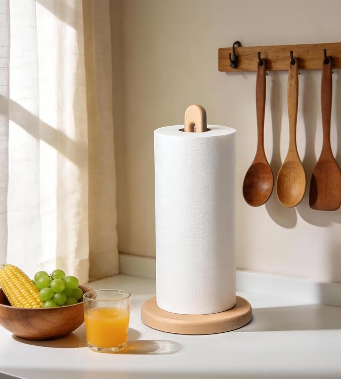 KitchLife Wooden Paper Towel Holder Countertop, 6.5" Jumbo Base, Fits Jumbo - Image 4