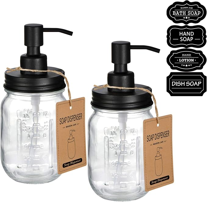 Amolliar Mason Jar Liquid Soap Dispenser, 16OZ Refillable Glass Soap Dispenser by Amolliar