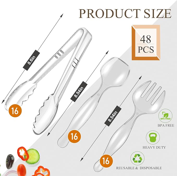 Mwellewm 48Pcs Plastic Serving Utensils Disposable Serving Spoons - Image 4