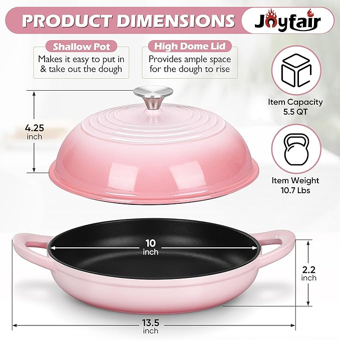 Bread Dutch Oven for Sourdough Baking, Joyfair Enameled Cast Iron Dutch Oven Pot - Image 7