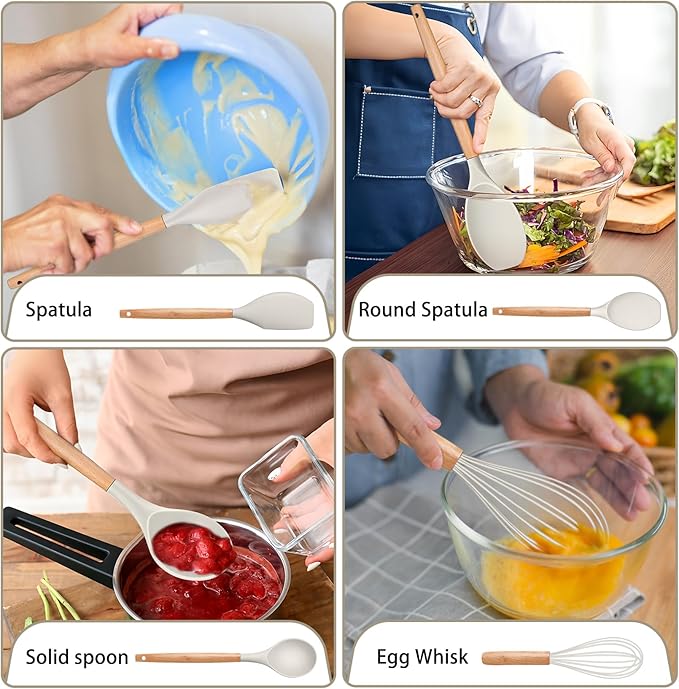 P&P CHEF Silicone Cooking Utensils Set, 8-Piece Kitchen Cooking Utensil - Image 6