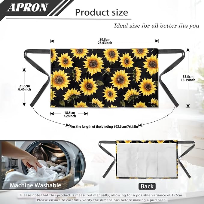 Server Apron with 3 Pockets, Waterproof Oil Waitress Waiter Half Apron - Image 7