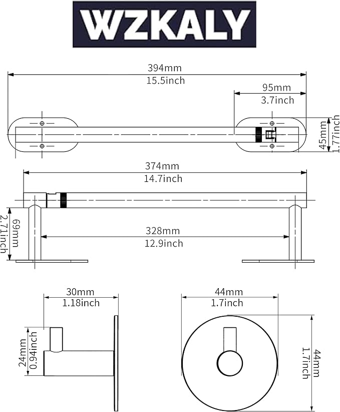 Paper Towel Holder Under Cabinet, Self Adhesive or Wall Mounted SUS304 - Image 7