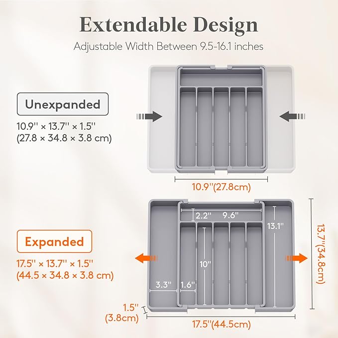 Lifewit Silverware Drawer Organizer, Expandable Utensil Tray - Image 2