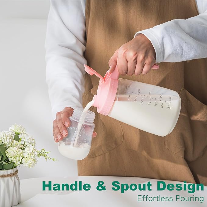 32oz Glass Pitcher with Lid, Heat & Cold Resistant, Leak-Proof Wide-Mouth Milk - Image 6