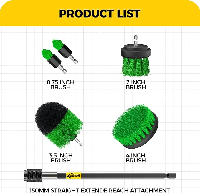 Holikme 6Pack Drill Brush Power Scrubber Cleaning Brush Extended Long - Image 7