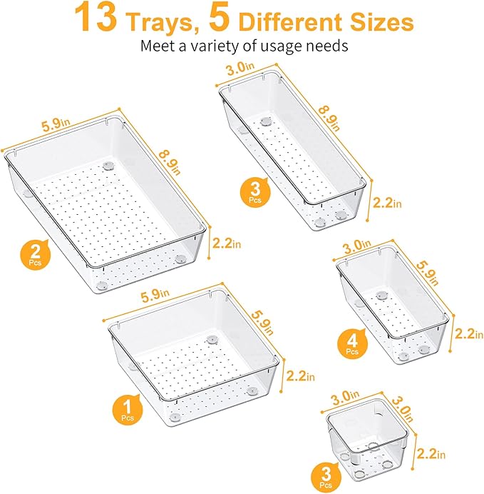 SMARTAKE 13-Piece Drawer Organizers - Image 3
