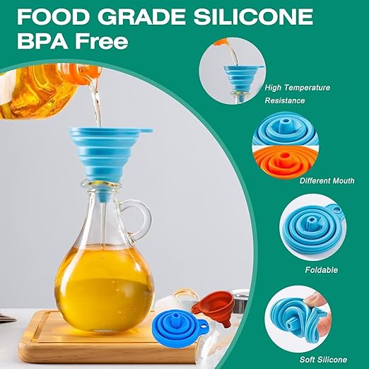Kitchen Funnel Set of 6, Large Medium and Small, 2025 Upgrade Silicone Kitchen - Image 5