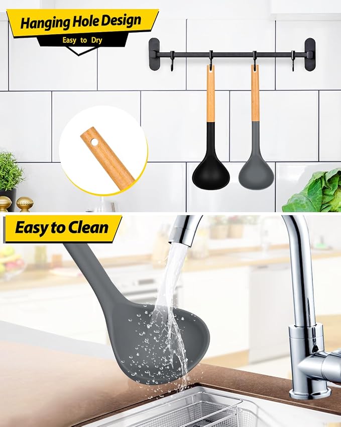 Pack of 2 Soup Ladle, Silicone Ladle Spoon - Image 6