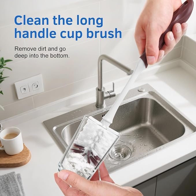 Long Handle Kitchen Cleaning Brush Set of 2, Long Handle Tableware Brush - Image 5