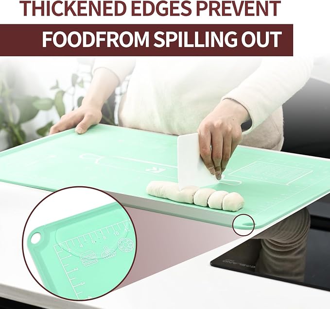 Silicone Baking Mat 20"L x 28"W, Extra Thick Dough Rolling Pad - Image 4