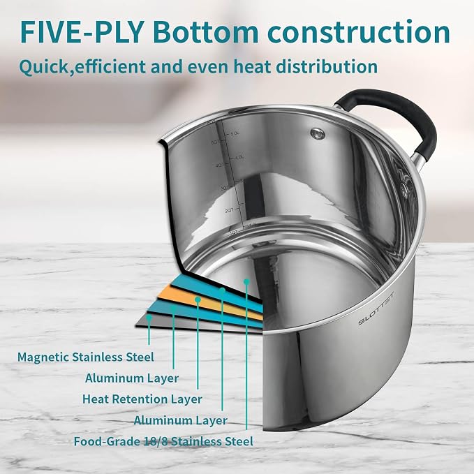 SLOTTET 6 Quart Stainless Steel Stock Pot - Image 3