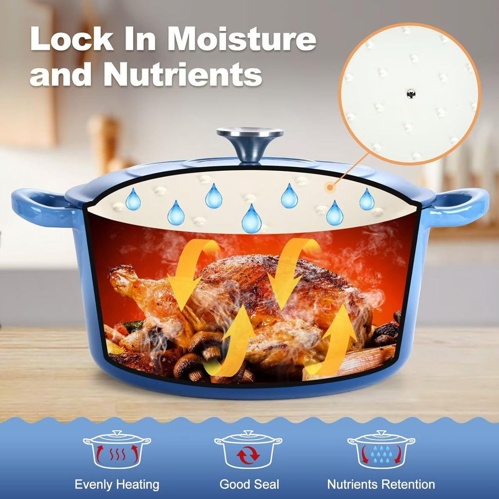 P&P CHEF 6QT Enameled Dutch Oven, Dutch Oven Pot for Bread Baking