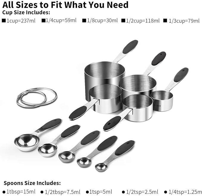 Measuring Cups : U-Taste 18/8 Stainless Steel Measuring Cups and Spoons Set of - Image 2