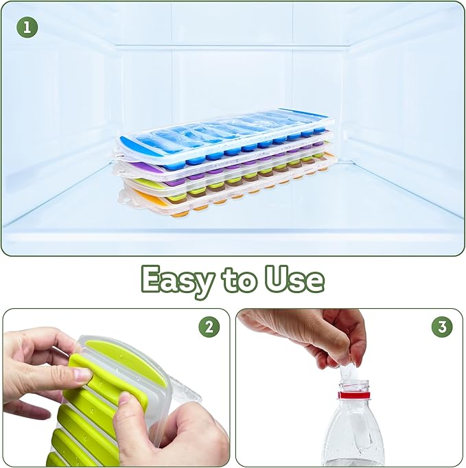 Lily's Home Set of 4 Silicone Ice Cube Tray without Lid, Stackable Design - Image 5