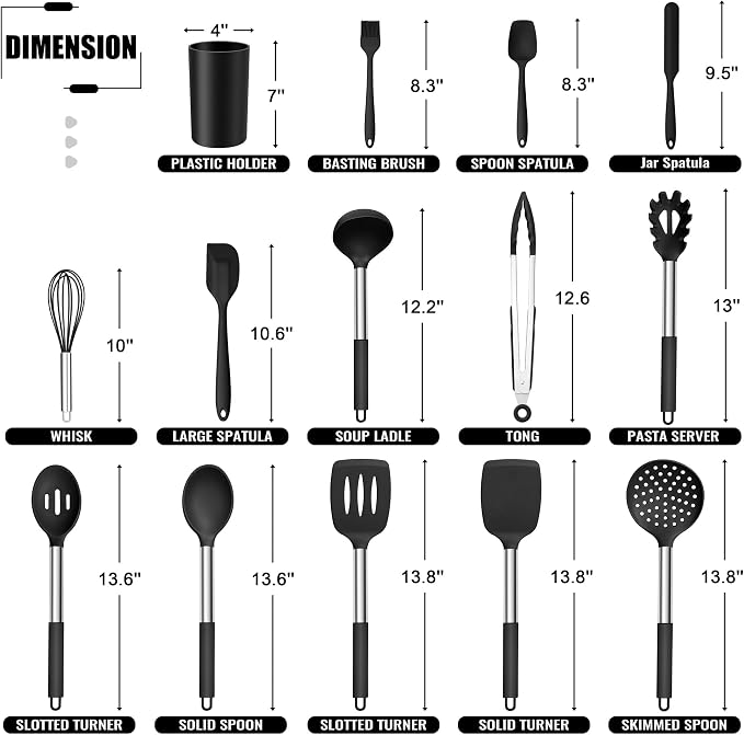 E-far 14 Pieces Silicone Cooking Utensils Set, Kitchen Utensils Set - Image 2