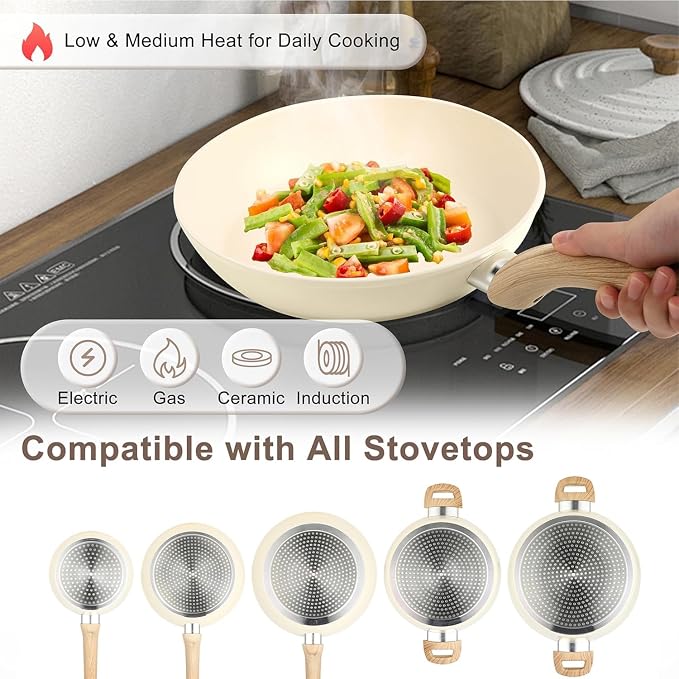 11 Pcs Pots and Pans Set, Nonstick Cookware Set - Image 3