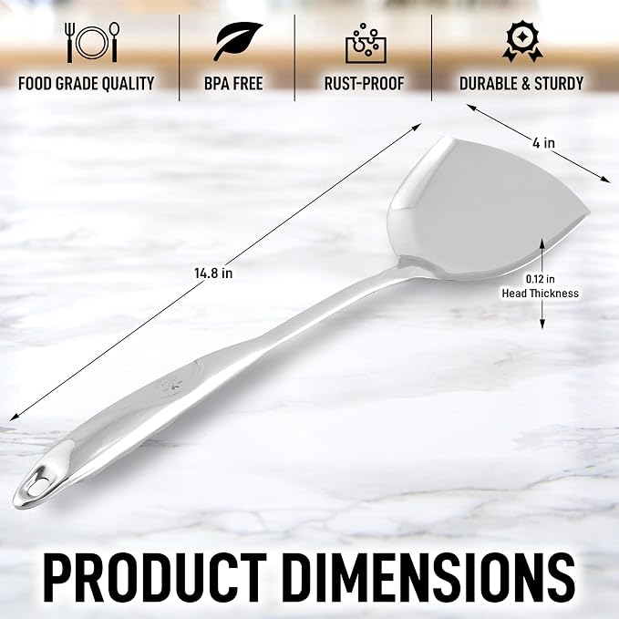 Zulay Kitchen Stainless Steel Wok Spatula - Image 4