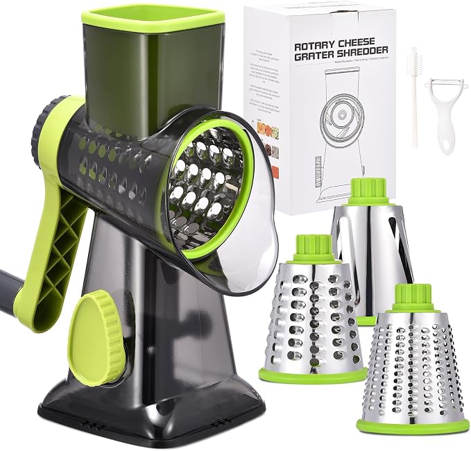 Rotary Cheese Grater with Handle Kitchen Shredder Slicer Grater Slicer Ice by Ziweaye