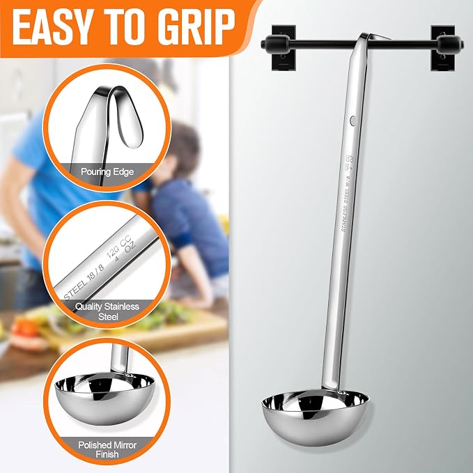 meekoo 1 Pieces Stainless Steel Ladle Soup Handle Ladle - Image 4
