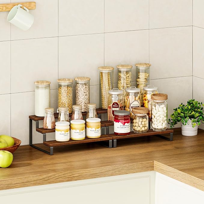Giikin 3-Tier Spice Rack, 13.8 Inch Wood Countertop Spice Storage Holder - Image 4