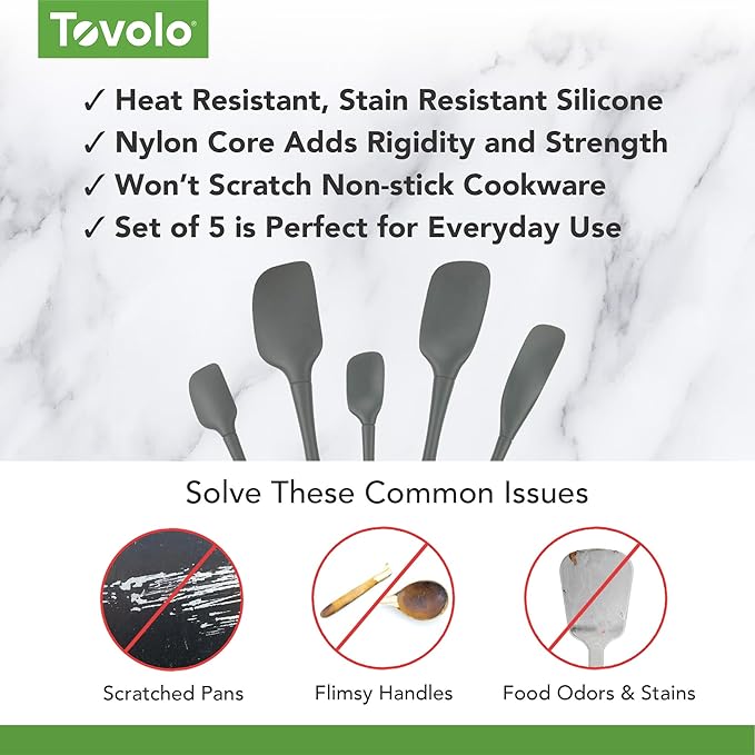 Tovolo Flex Core 5 Piece Silicone Spatula Set Heat Resistant All Silicone - Image 3
