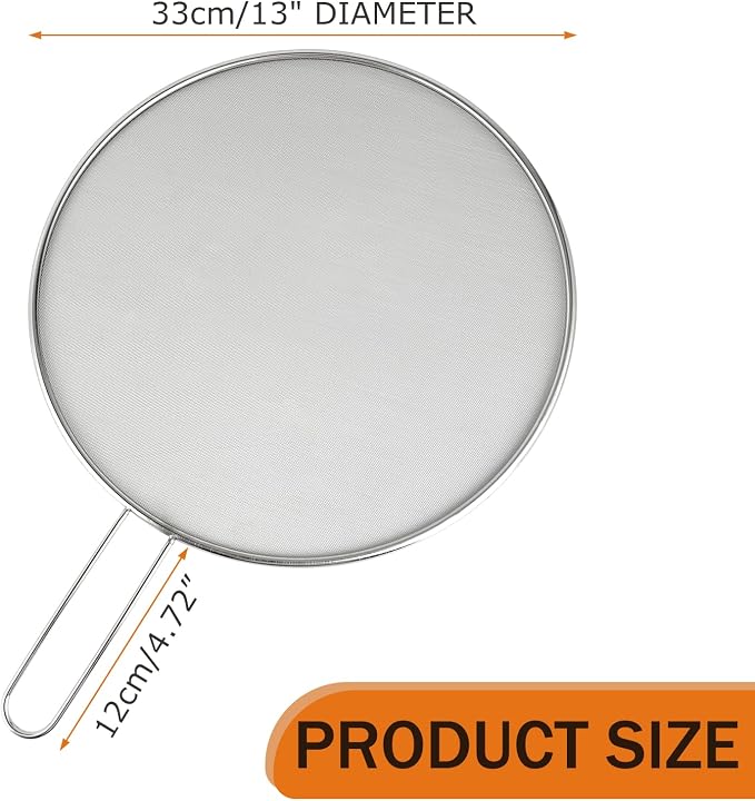 2-Pack Splatter Guard, 13 in Stainless Steel Grease Splatter Screen - Image 2