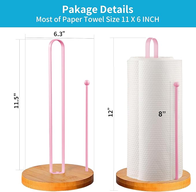 Wood Paper Towel Holder Countertop, TONLEA Kitchen Paper Towel Holder - Image 2