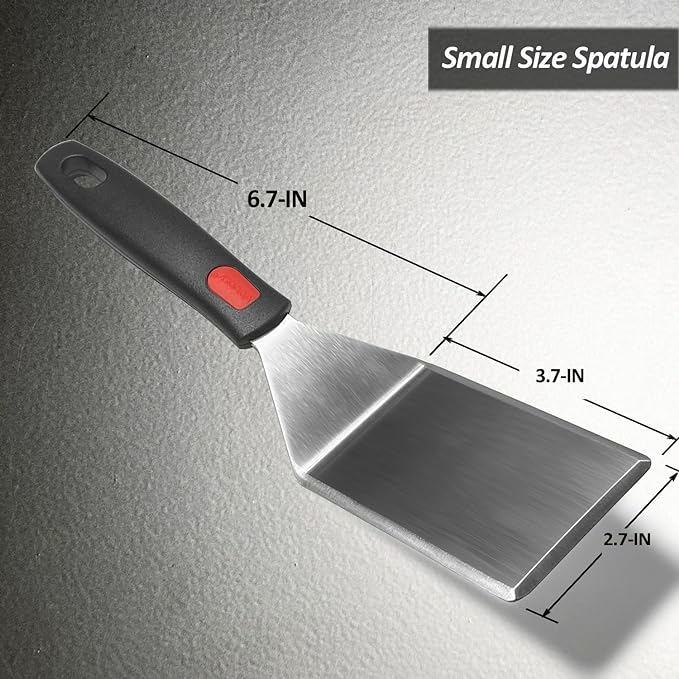 Small Spatula for Cast Iron Skillets, Full Tang silicone Handle, Heat Resistant - Image 3