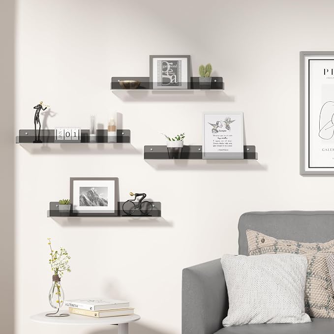 upsimples Acrylic Shelves for Wall Decor, Living Room, Floating Bookshelves for - Image 2
