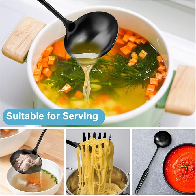 Soup Ladle - 18/10 Stainless Steel Ladle Spoon, 13.8" Large Soup Spoons - Image 6