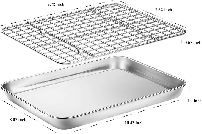 Baking Sheet with Cooling Rack Set, Deedro Stainless Steel Cookie Sheet Baking - Image 2