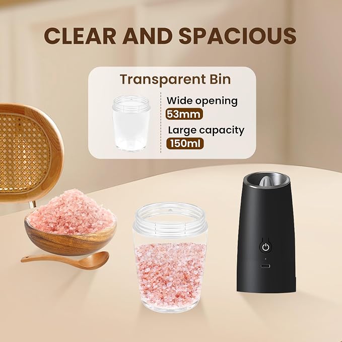 Rechargeable Electric Salt And Pepper Grinder Set, Automatic Gravity Electric - Image 5
