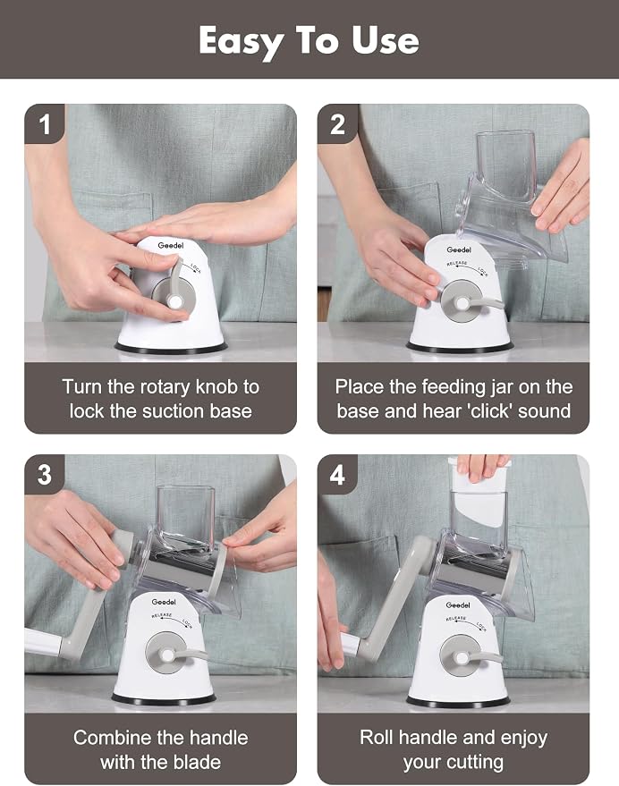 Geedel Rotary Cheese Grater Cheese Shredder - Image 7