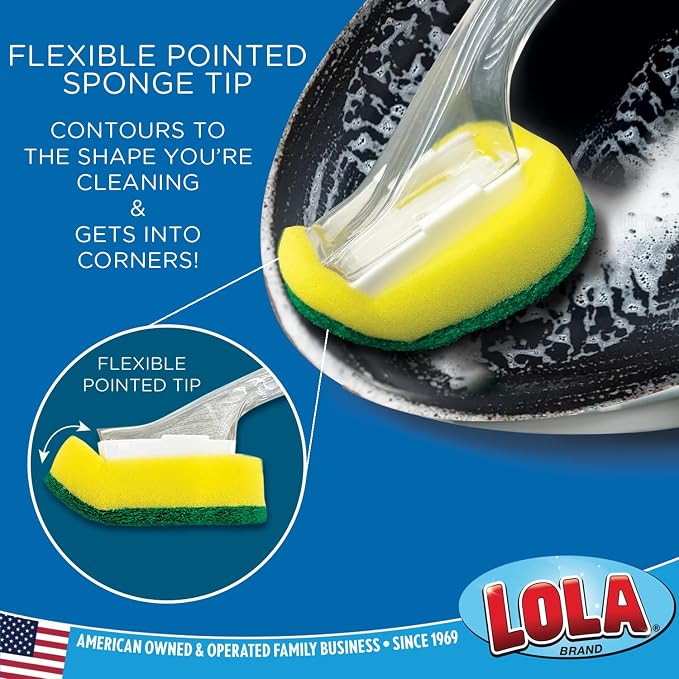 LOLA Soap Dispenser Dish Brush Wand, Absorbent Sponge Scrubber, No Leaking. - Image 4